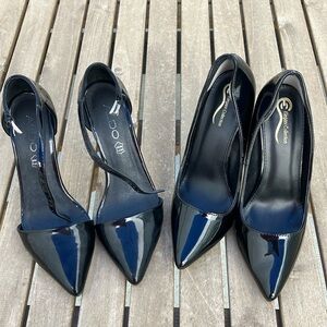2 Pair Size 6.5 Patent Leather Black Stilettos (for the price of one)